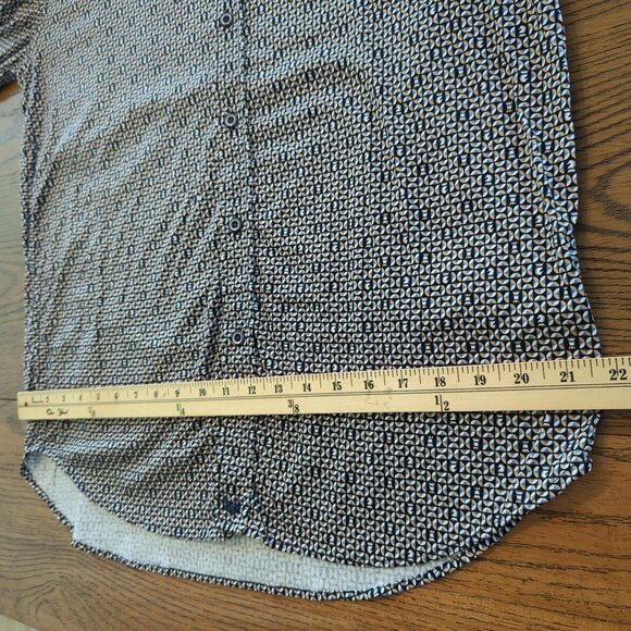 Buttercloth Men XL Button-Up Black Gold Shirt Geometric Chess Print Long Sleeve - Picture 12 of 16